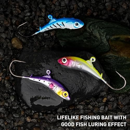 Miniatura 8 de Plantillas de pesca en hielo, 8 piezas de señuelos de pesca en hielo, anzuelos de cabeza de Walleye, señuelos de pesca en hielo de invierno, equipo