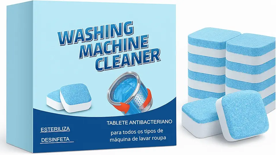 Pastilhas Premium para Máquina de Lavar Roupas – Kit 12 Unidades | Limpeza Profunda Profissional, Anticalcário, Elimina Odores e Resíduos | Alta Performance para Máquinas Frontais e Superiores