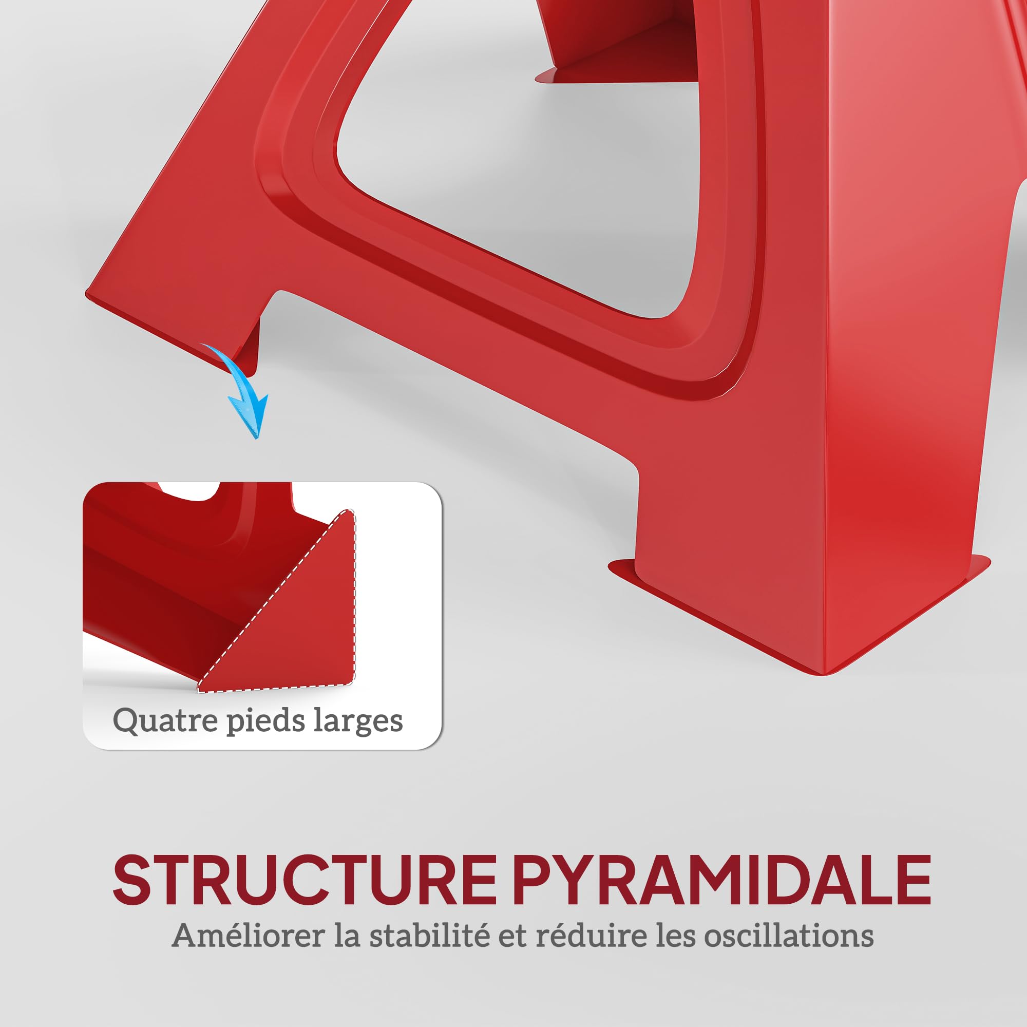 HOMCOM Lot de 2 Chandelles de Levage 3 Tonnes Hauteur Réglable 290-418 mm | Chandelles Voiture, Grande Base, Goupille de Sécurité, pour Véhicule, Caravane, Atelier, Garage, Rouge