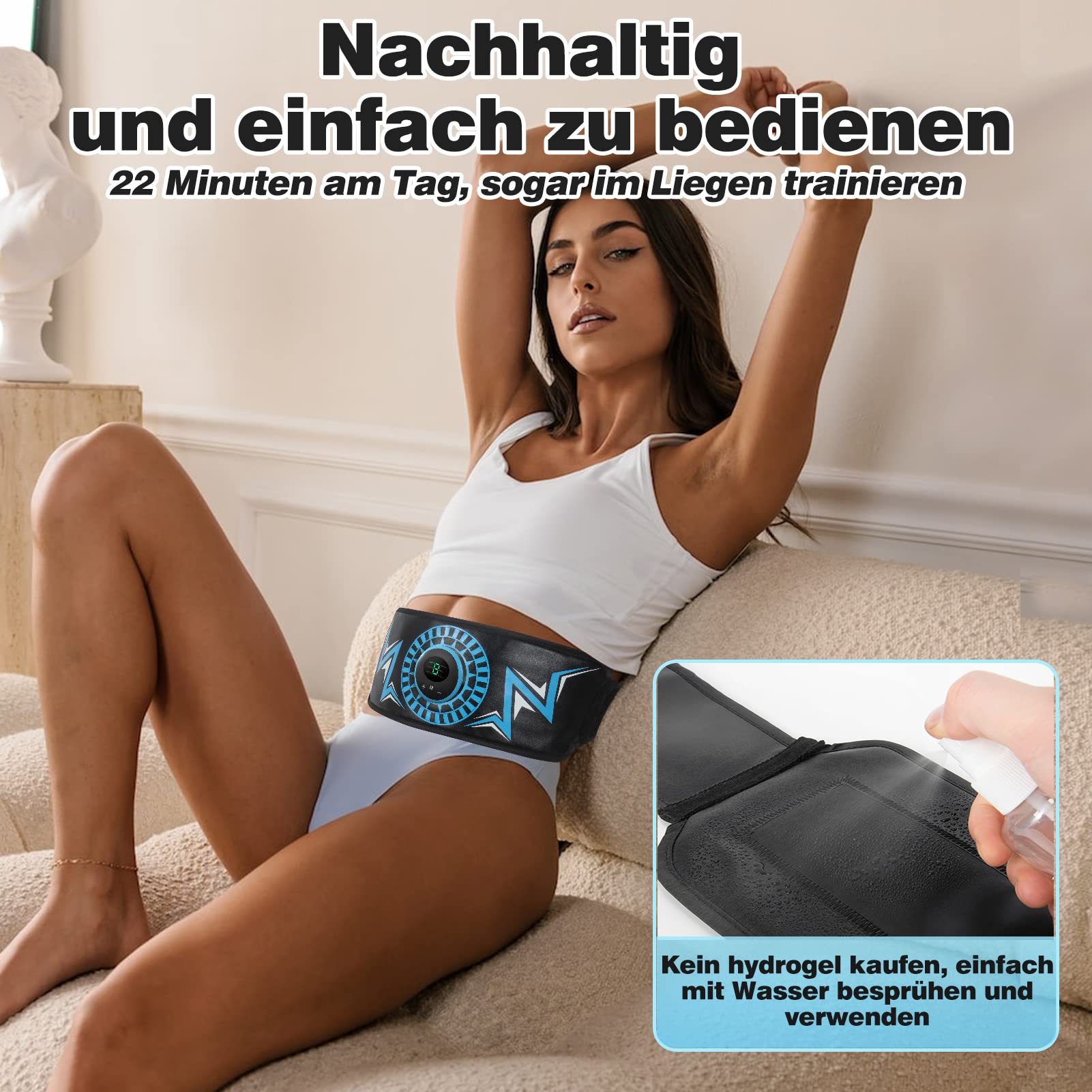 Bauchmuskeltrainer EMS Trainingsgerät - Bauchtrainer,Wissenschaftlich Bestätigt Sicher Effektiv Schnelle EMS-Technologie Bauchtrainer, EMS Bauchmuskeltrainer Mit Zusätzlichem Verlängerungsgurt