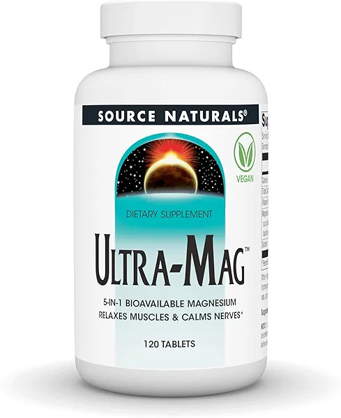 Source Naturals Ultra-Mag, 5-in-1 Bioavailable Magnesium - Relaxes Muscles & Calms Nerves* - 120 Vegan Tablets