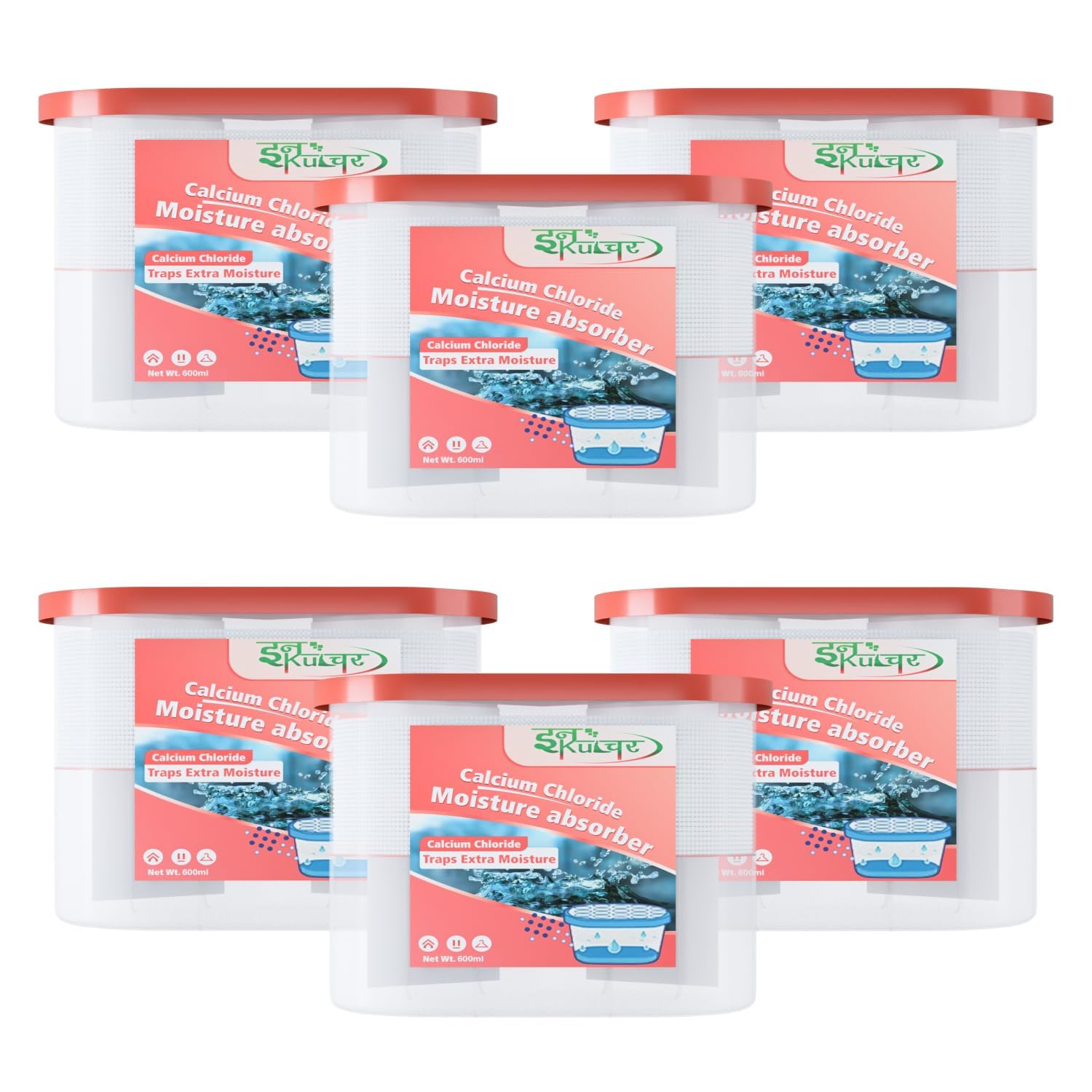 INKULTURE Moisture Absorber & Dehumidifier for Wardrobe and Room | Pack of 6 (600ml Each) | Odour & Fungus Control for Closet, Bathroom, Kitchen & Shoe Cabinets Etc-image-11