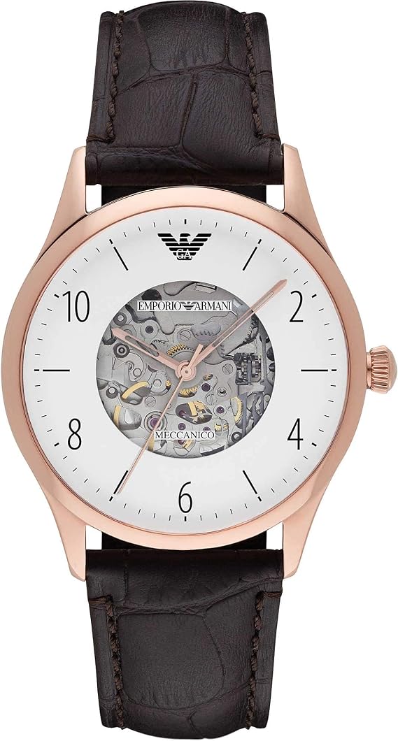 Emporio Armani BETA - Orologio automatico con cinturino in pelle marrone da  uomo AR1920 : Amazon.it: Orologi