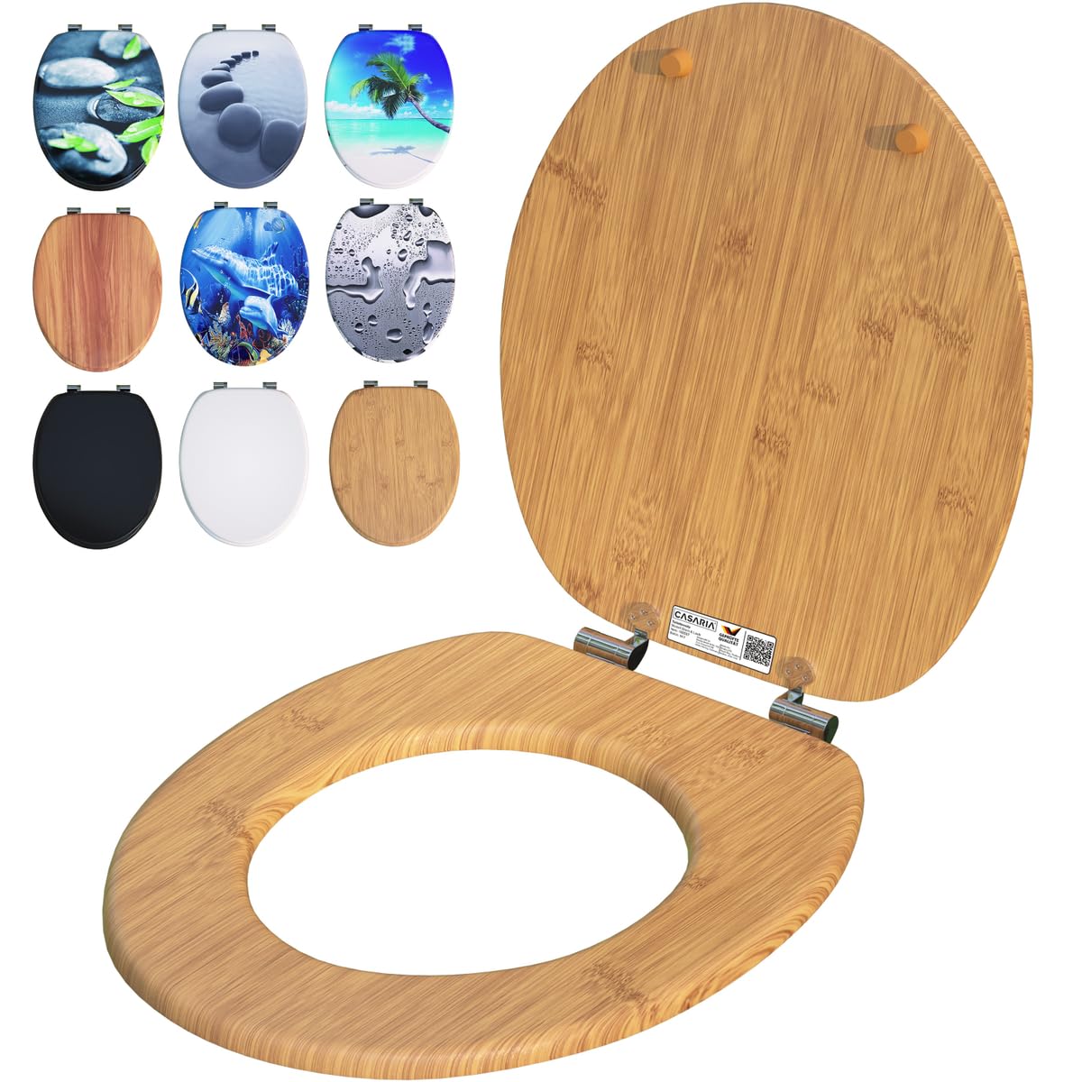 Casaria Copriwater Universale Doppia Chiusura Silenziosa Mdf Antibatterico Cerniere Antiruggine-image