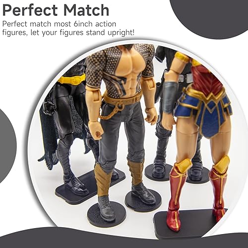 Miniatura 5 de EBCO - Juego de 50 bases de soporte de plástico negro de 1.260 in para la mayoría de figuras de acción de 6 pulgadas como Marvel Legends /DC/ Gi
