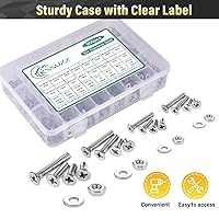 Vista 6 de Kit surtido de 900 tuercas y pernos para proyectos domésticos, kit surtido de tornillos de máquina de acero inoxidable, juego de tornillos surtidos