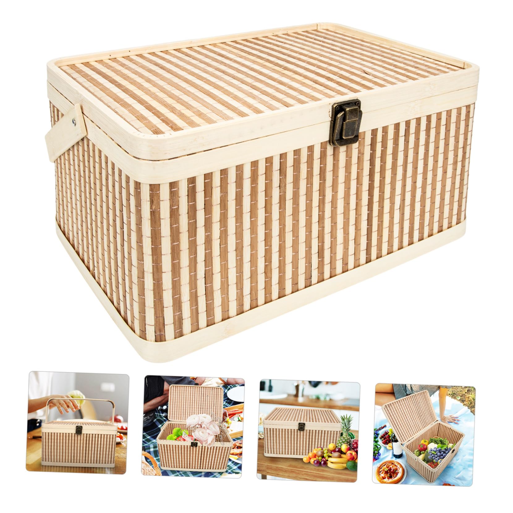 SUPVOX Portable Moon Cake Box Seagrass Storage Basket Moon Cake Baskets Sewing Supplies Egg Basket Fruit Container Rattan Fruit Baskets Wicker Food Bamboo Weaving Storage Box