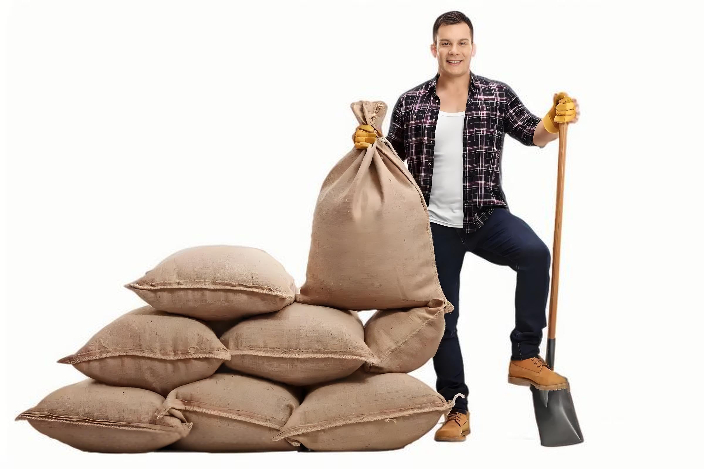 Lot de 3 grands sacs en toile de jute multi-usages de 58,4 x 98 cm, respectueux de l'environnement, réutilisables et durables pour stocker les légumes, les céréales, le jardinage, les
