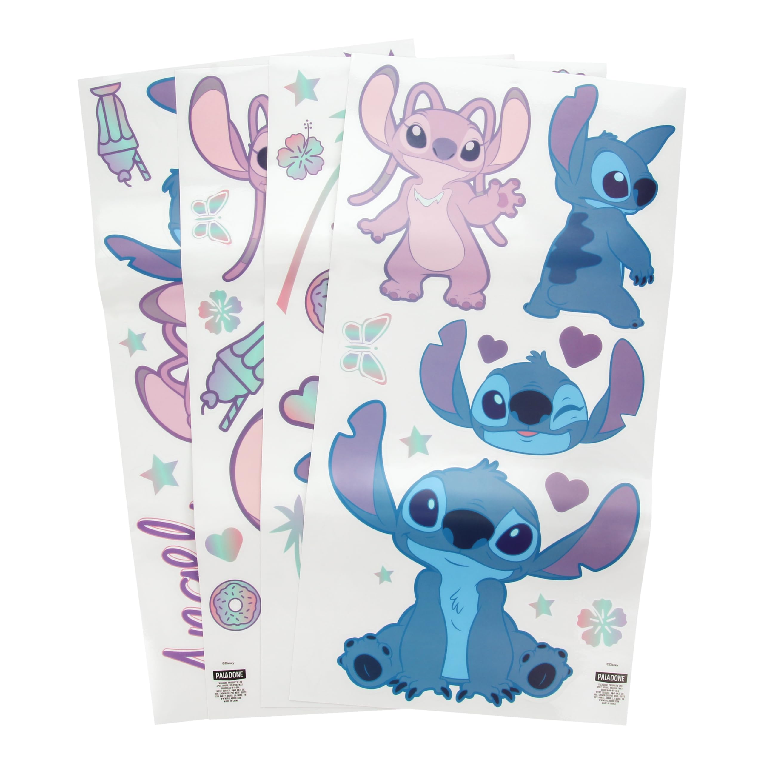 Stitch and Angel Oficjalne licencjonowane naklejki ścienne do pokoju dziecięcego Disneya, wielokrotnego użytku, postać z kreskówki, pokój zabaw, naklejki dekoracje dla chłopców i dziewcząt, różowe i