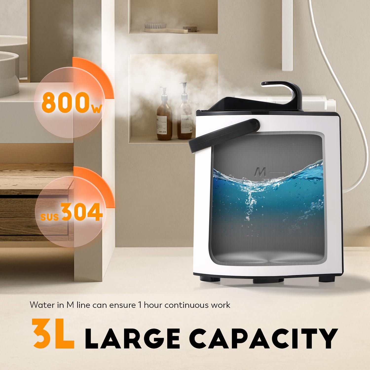 CGOLDENWALL Portátil Sauna de Vapor Hogar 3L, Generador de Vapor para Personal Spa, Olla de Vapor de Sauna con Control Remoto, Adecuado para Tienda Sauna, Desintoxicación