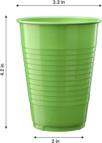 Miniatura 2 de Exquisite Vasos de plástico desechables de lima, paquete de 100 vasos de plástico de 12 onzas, vasos desechables de colores, vasos duraderos para