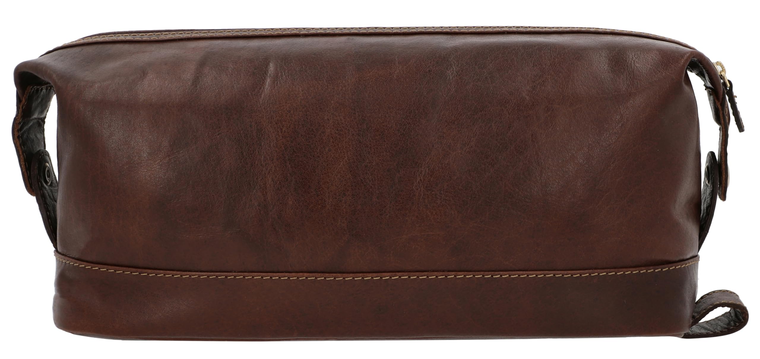 Gusti Waschtasche Leder - Anika Kulturtasche Kulturbeutel Kosmetiktasche Ledertasche groß für Damen Herren Braun Leder