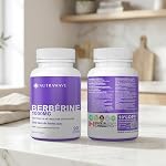 Nutrawave Pure Berberine Maximum Pouvoir, 1000mg par service(Chaque gélule 500mg), Soutient les niveaux de sucre dans le sang, lipide en bonne santé(Fat) & Métabolisme du glucose, non OGM, végétalien, sans gluten, 90 gélules, paquet de 1