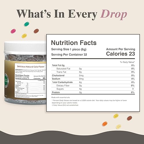 Miniatura 2 de Three Lollies Queasy Drops - Sabor a cola - Alivio de náuseas y enfermedades de viaje, alivia la boca seca y asienta el estómago - Ingredientes