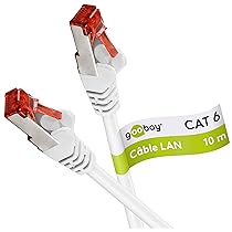 Goobay 92763 Cavo CAT 6 Cavo di rete Lan per Gigabit Ethernet S-FTP Cavo patch a doppia schermatura con spina RJ45, 10 m, bianco