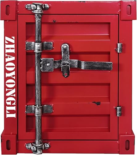 ZHAOYONGLI-End Tables Mesa de noche industrial, vieja, roja, 15.7 x 14.9 x 18.9 pulgadas Viejo - Rojo,Oro negro (izquierda),Oro negro