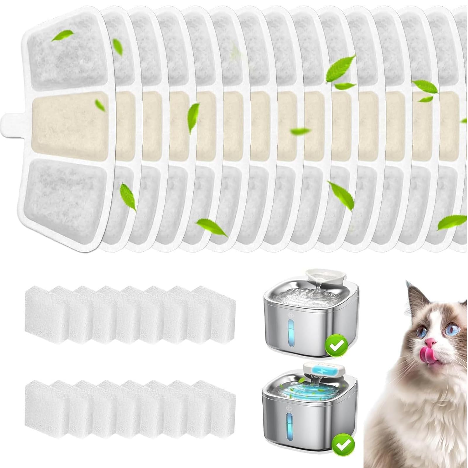 GIONAR 12-Pack Cat Water Filters Compatible with Oneisall PW04 3.5L Stainless Steel Cat Water Fountain for Drinking, Multi-Layer Filtration for Clean Drinking Water