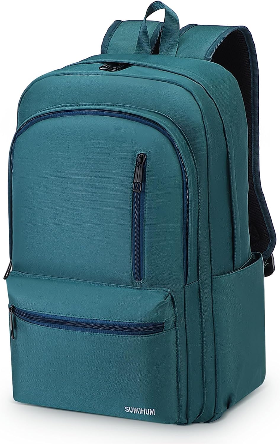 Nylon Backpack for Men & Women, Water-Resistant Everyday Backpack with 15.6" Laptop Compartment, Anti-Theft Pocket & Luggage Strap, Black