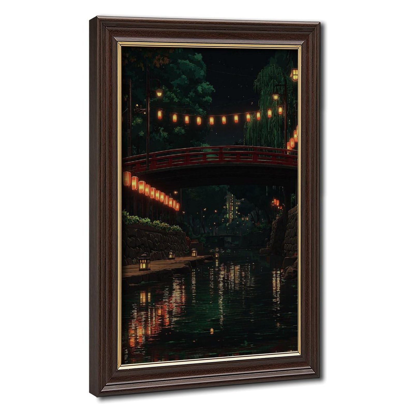 Bareronor Japanese Lantern Bridge (2) Canvas Poster Bedroom Decor Landscape Office Room Decor Gift 24" L X 36" W
