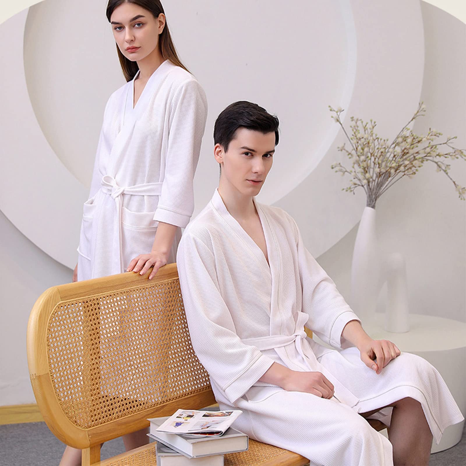 Amazon.com: sdneNest Men Women Bath Robes Towel Dressing Gown Cotton Waffle  Knit Lightweight Kimono Spa & Bath Robes for Men & Women.White Woman-S :  Clothing, Shoes & Jewelry