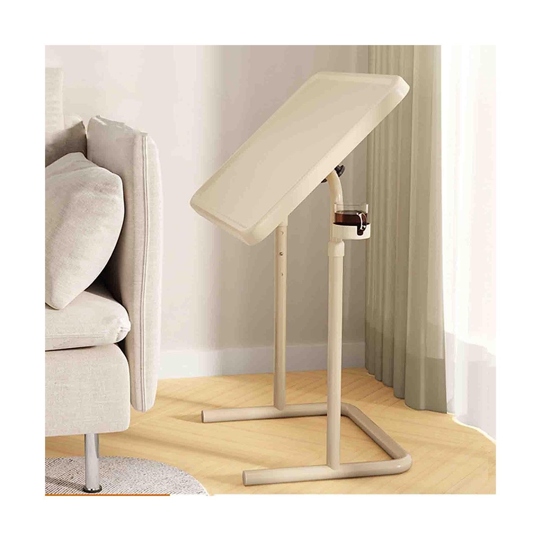 BKEKM Table de lit Table de lit réglable avec roulettes Bureau d'ordinateur Portable inclinable et Pliant Amovible sur lit de Chevet Cadre en Acier Bureau Debout Mobile Spacieux