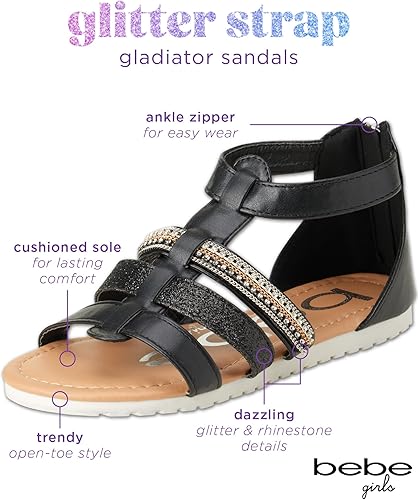 Miniatura 2 de bebe Sandalias de verano con puntera abierta, sandalias de gladiador con tiras planas con cremallera en el tobillo y suela acolchada