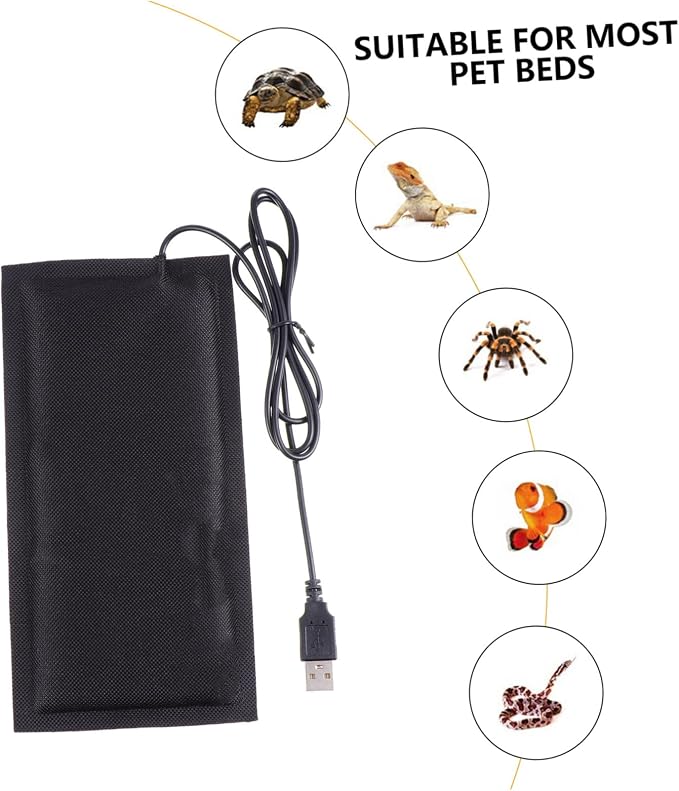 Alfombrilla calefactora USB para reptiles pequeña, calentador flexible para terrarios miniatura 9