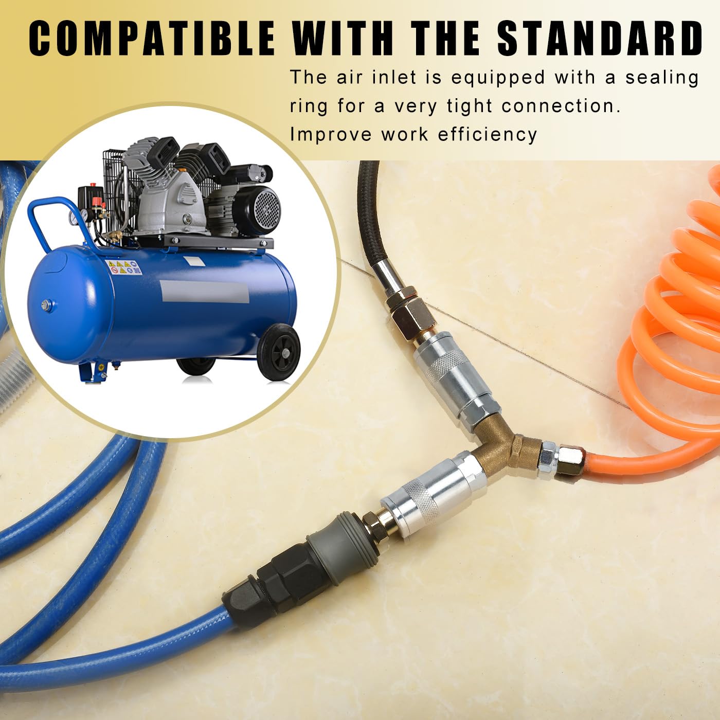 Noosverl 1/4" BSP Airline Hose Connectors 3 Way Quick Release Connectors Y Splitter Airline Coupling 1/4" BSP Air Line Fittings Male/Female Thread Quick Release Coupler for Air Lines Compressors - Image 3
