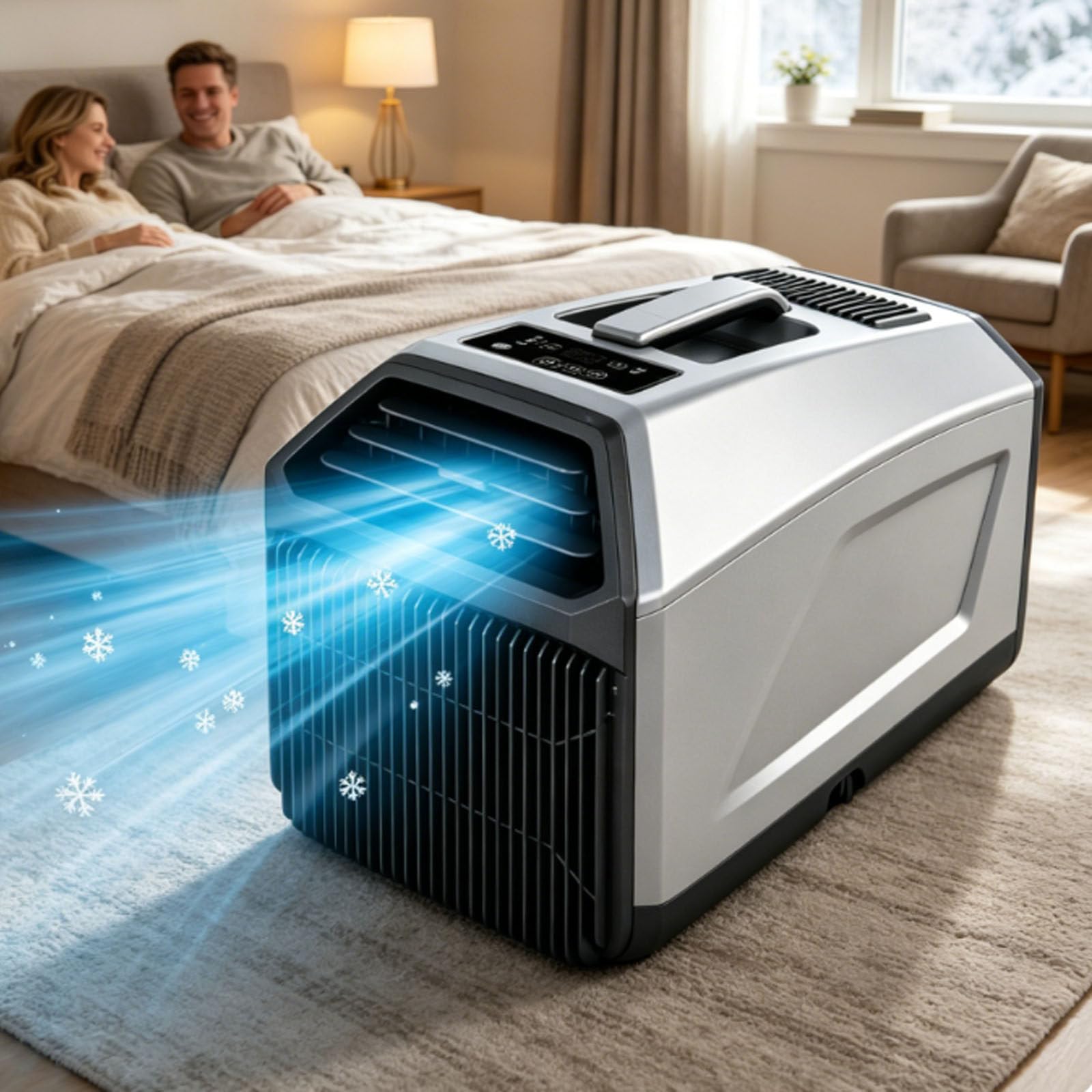 ErShangMao Outdoor Air Conditioner, Portable Ac Unit For Camping Tent Rv, 4500/5100 Btu, 3-In-1 Cool, Dehumidify, Fan, 24h Timer, Two-Hose Exhaust, Self-Evaporation, Remote Control 1300W