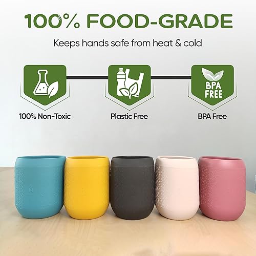 Miniatura 6 de Silicone Mason Jar Sleeves Autumn Winter Set Anti-Slip Protectors for Regular Mouth 16oz Jelly Canning Jars Cup Holders with Measurement 5