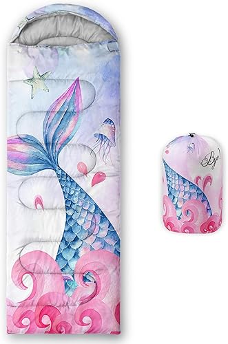 QOOMO Saco de dormir para camping, 3 estaciones, clima cálido y fresco, ligero, saco de dormir impermeable para adultos y niños, viajes y al aire