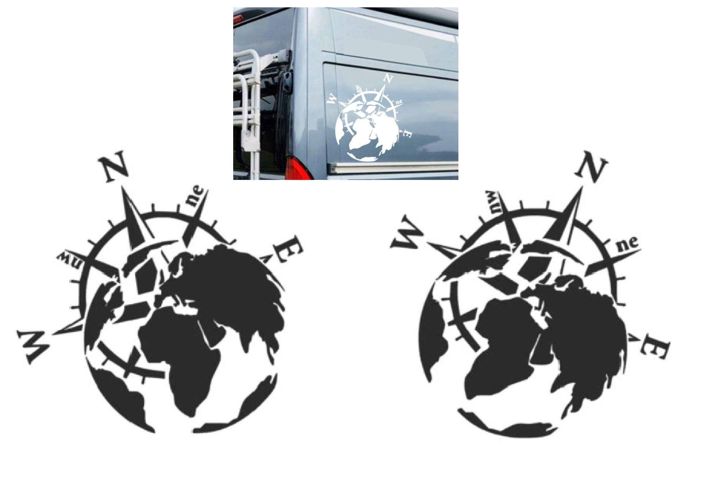 Sticker boussole 40cm pour décoration camping-car et van life - 3