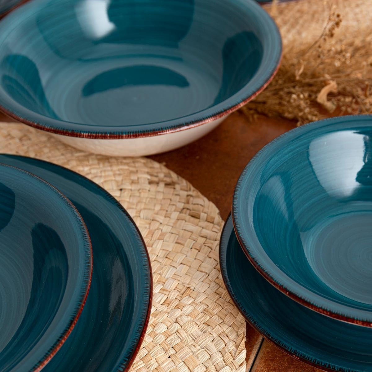 Quid Sapphire Vita Ceramic Tableware 18 Pieces - 6 People Other Ceramics Microwave Safe Dry Plates on Both Sides After Each Wash Stackable