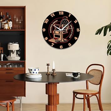 Personalized Barber Shop Comb Clock with Colour Light Customized Name/Logo Iron Art Wall Decor Gift for Hair Stylist Barbershop Hairdresser Barber Salon