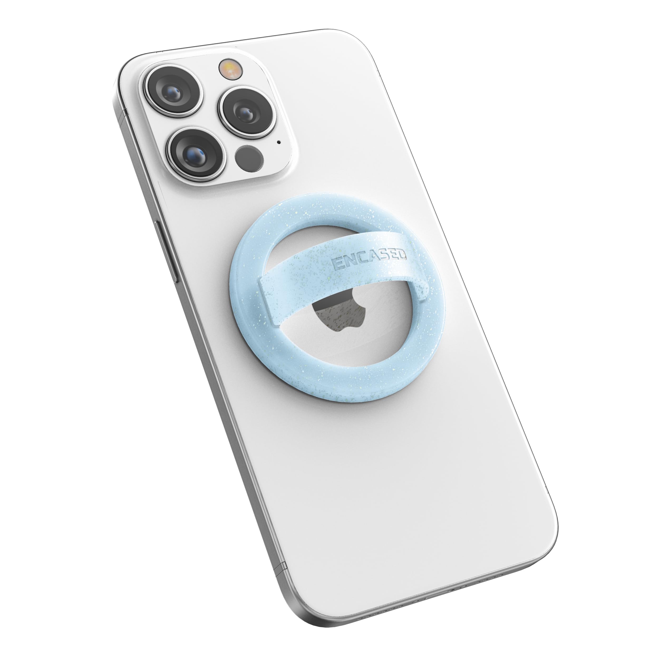Encased Supporto magnetico per telefono (compatibile con MagSafe), sottile anello in silicone per iPhone, con glitter blu