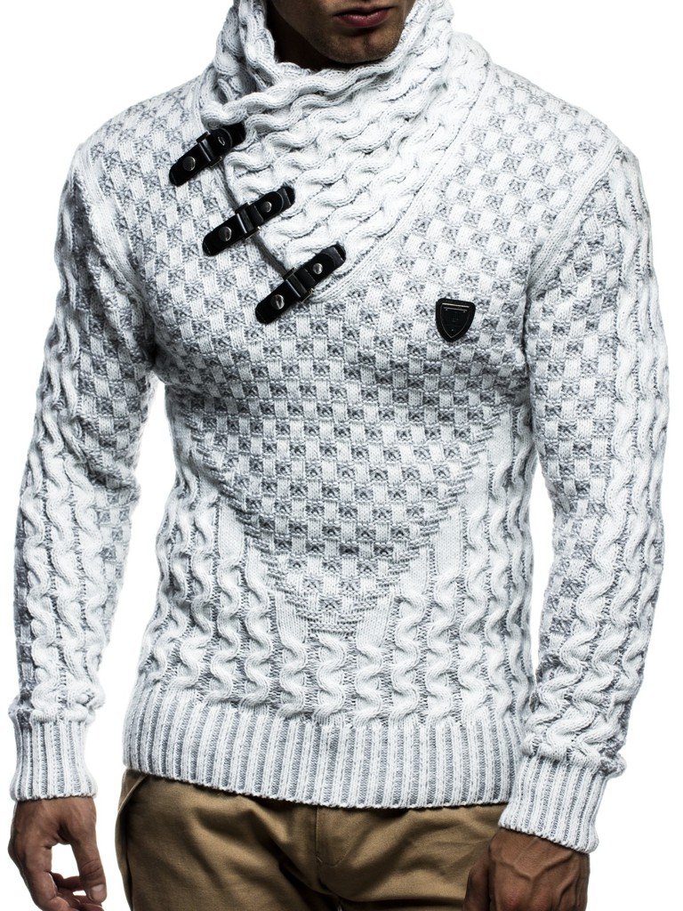 Leif Nelson Gebreide trui voor heren met sjaalkraag, hoogwaardige wintertrui in regular fit, ideaal voor casual en zakelijke looks, verkrijgbaar in verschillende maten en kleuren, antraciet zwart, L