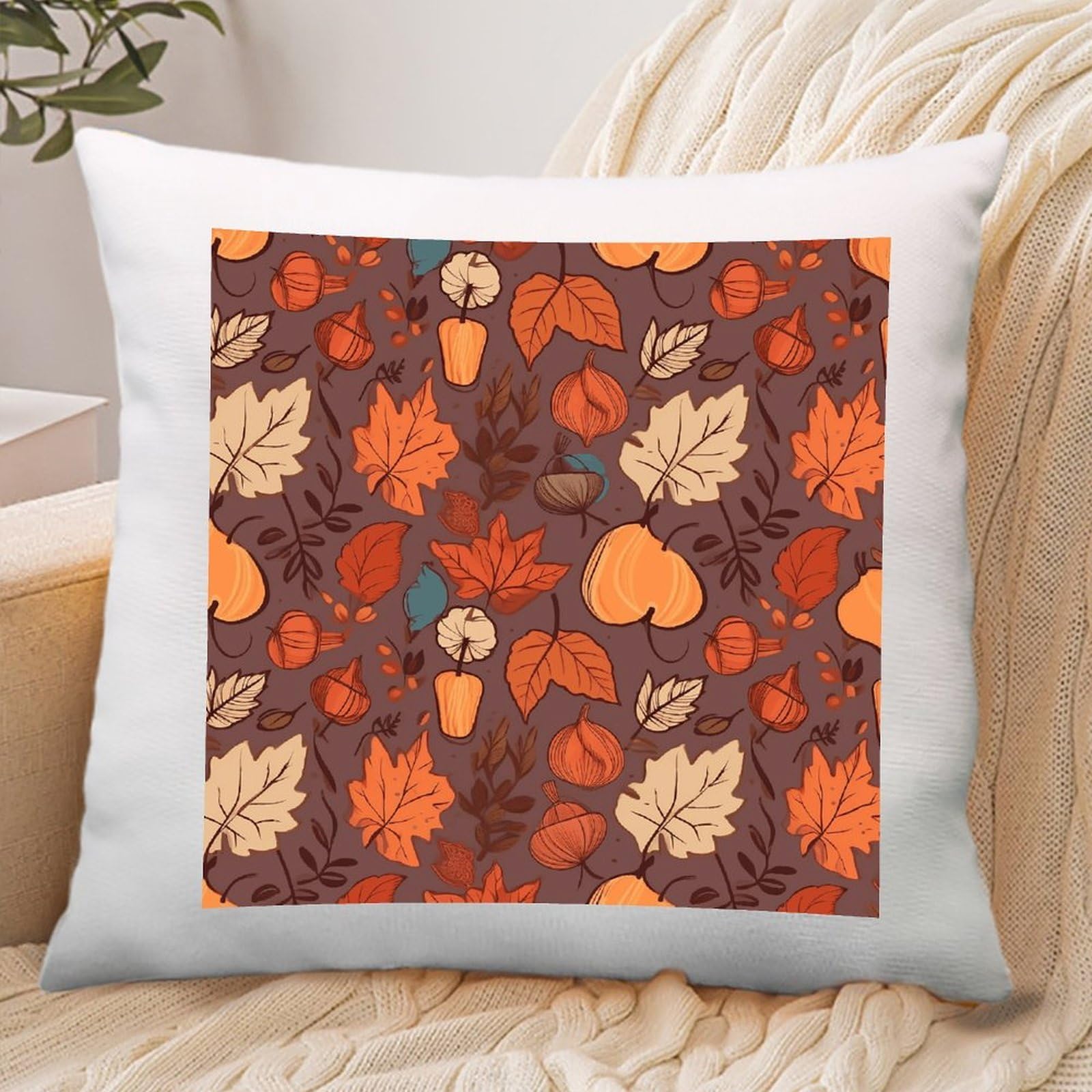 VstaDank Fall Throw Pillow Covers Square Cushion Cases with Zipper Soft Cotton and Linen Pillowcase Luxury Cozy Pillows Shams Lumbar Pillow Shells for All Seasons
