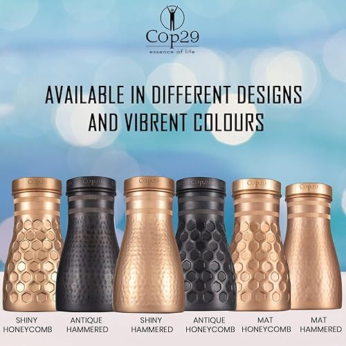 Miniatura 7 de Cop29 Dolny - Botella de agua de cobre martillado antiguo hecho a mano para dormitorio, jarra con tapa, jarra de agua para mesita de noche, uso en