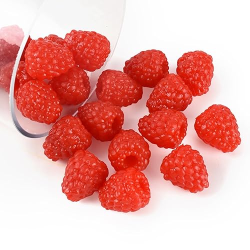 20 Pcs Artificial Raspberries Fake Simulation Fruit Lifelike Raspberry for