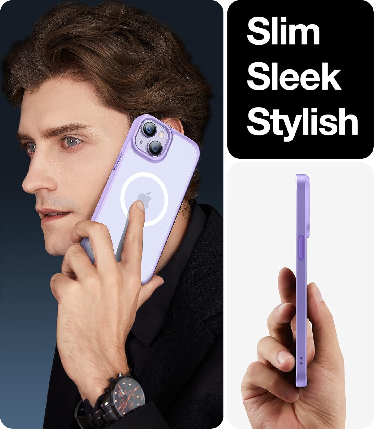 TORRAS for iPhone 14 Case iPhone 13 Case, Built for MagSafe, Shockproof Military-Grade Drop Protection, Slim Magnetic Phone Cover with Translucent Matte Back, 6.1inch, Purple - Image 6