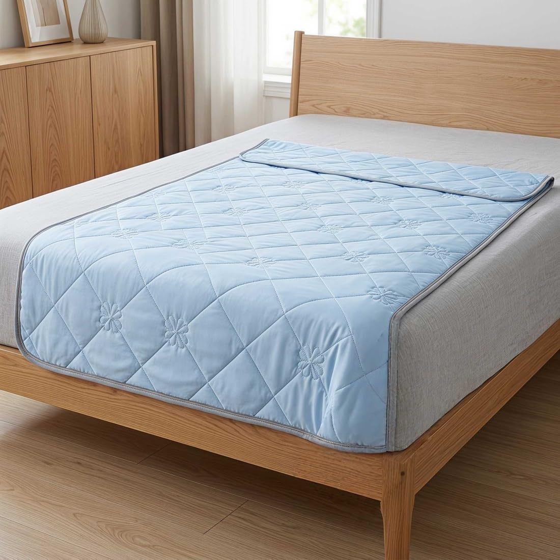 Sleepcooling - Kühlende Decke für Kühlere Nächte im Sommer, Kühlende Decke zum Schlafen, Atmungsaktiv Feuchtigkeitsabsorbierend, Aweich Hautfreundlich, Q-Max 0,4 für 5°C Kühler(H-blau,180 x 200 cm)