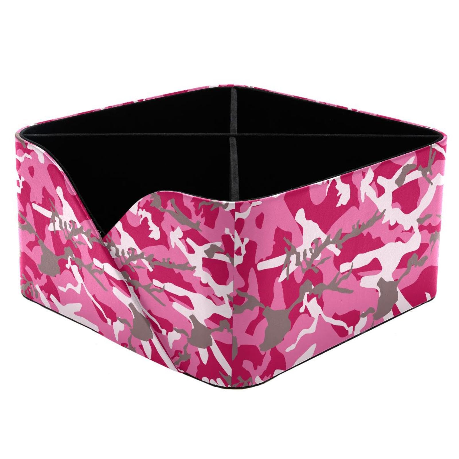 KengjuTesu Camouflage Army Military Pink Pattern Desktop Organizer Pen Holder, Rectangular Pencil Cup for Office, Study and Makeup Stations