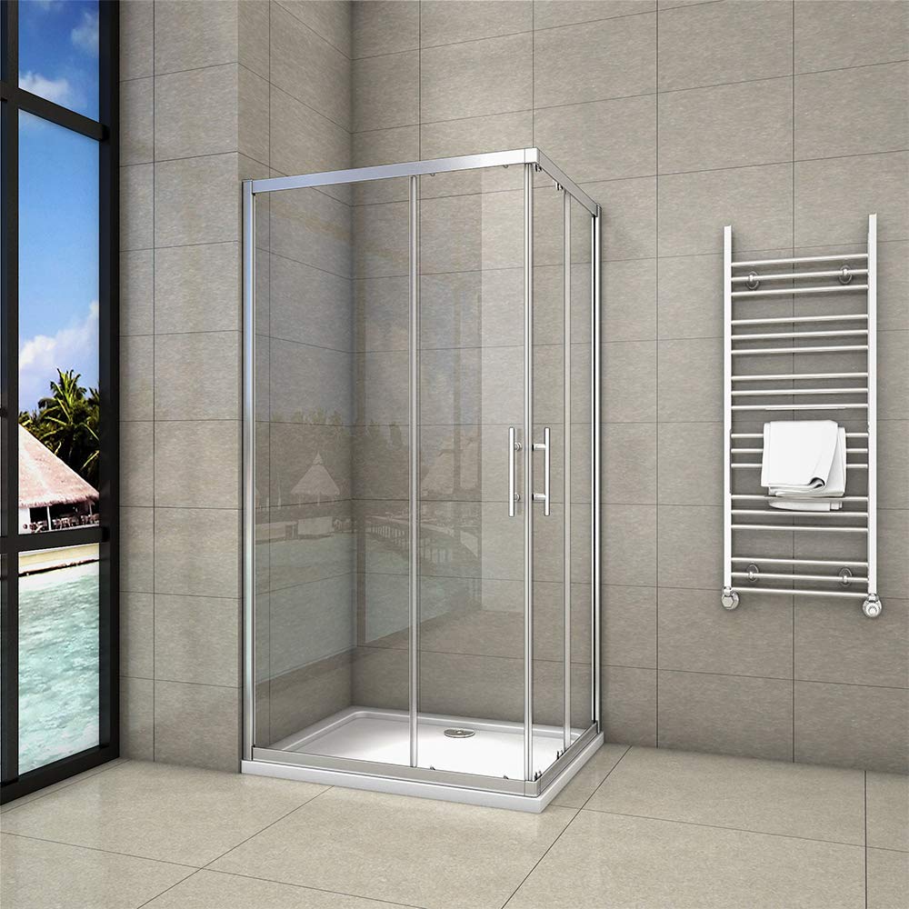 1000x800x1850mm Sliding Doors Corner Entry Shower Enclosure Glass Screen Cubicles
