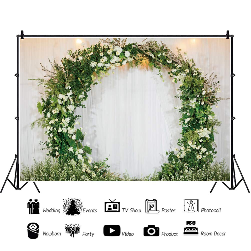 Romantischer Hochzeitshintergrund, 3D, gewölbter Kranz, weißer Vorhang, Brautschmuck, Blumenwand, Fotografie-Hintergrund, Valentinstag, Brautparty, Empfang, Zeremonie, Dekoration, Banner,