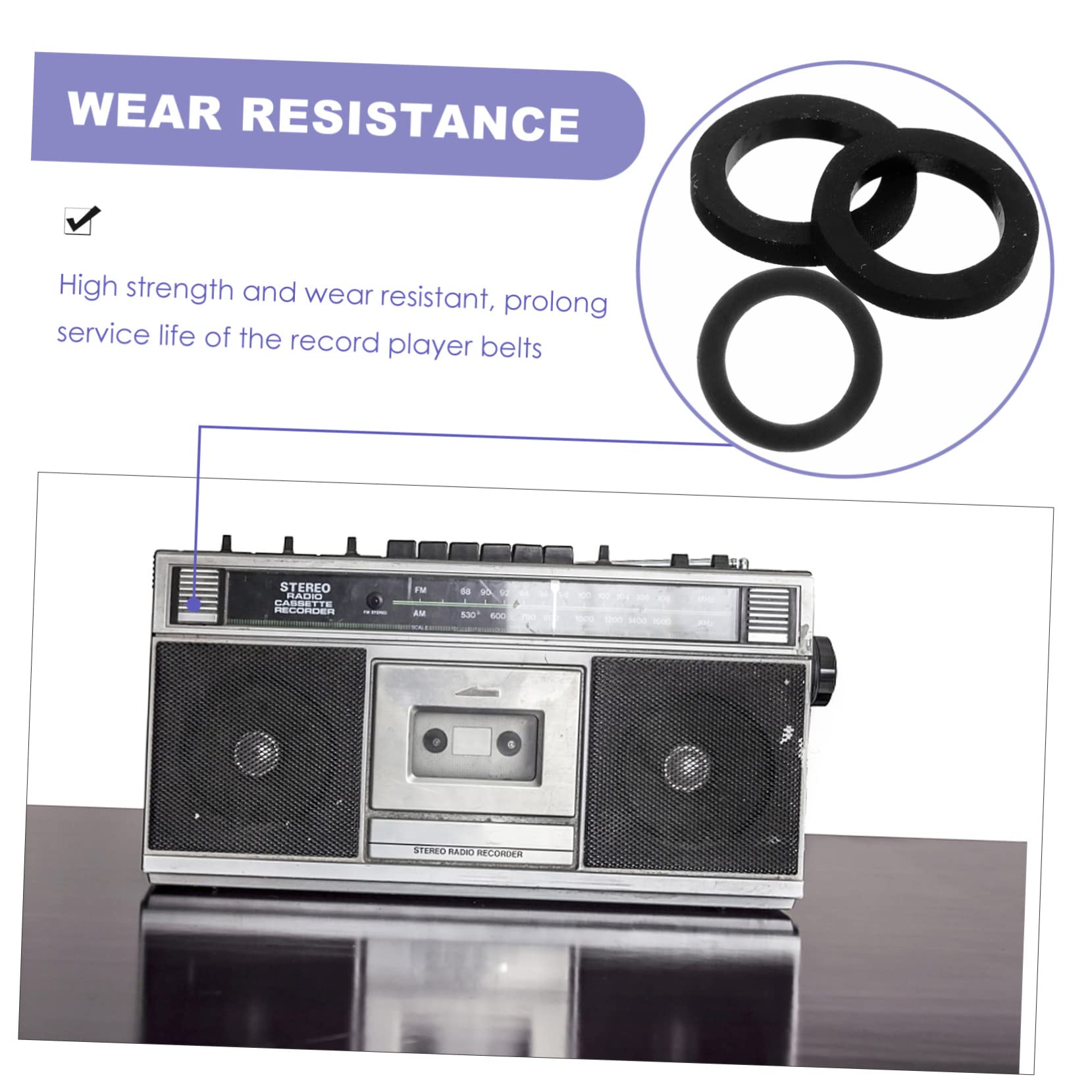 OSALADI 3pcs Cassette Tape Recorder Rubber Drive Belts for Maintenance Compatible Cassette Recorders Smooth Easy to Install