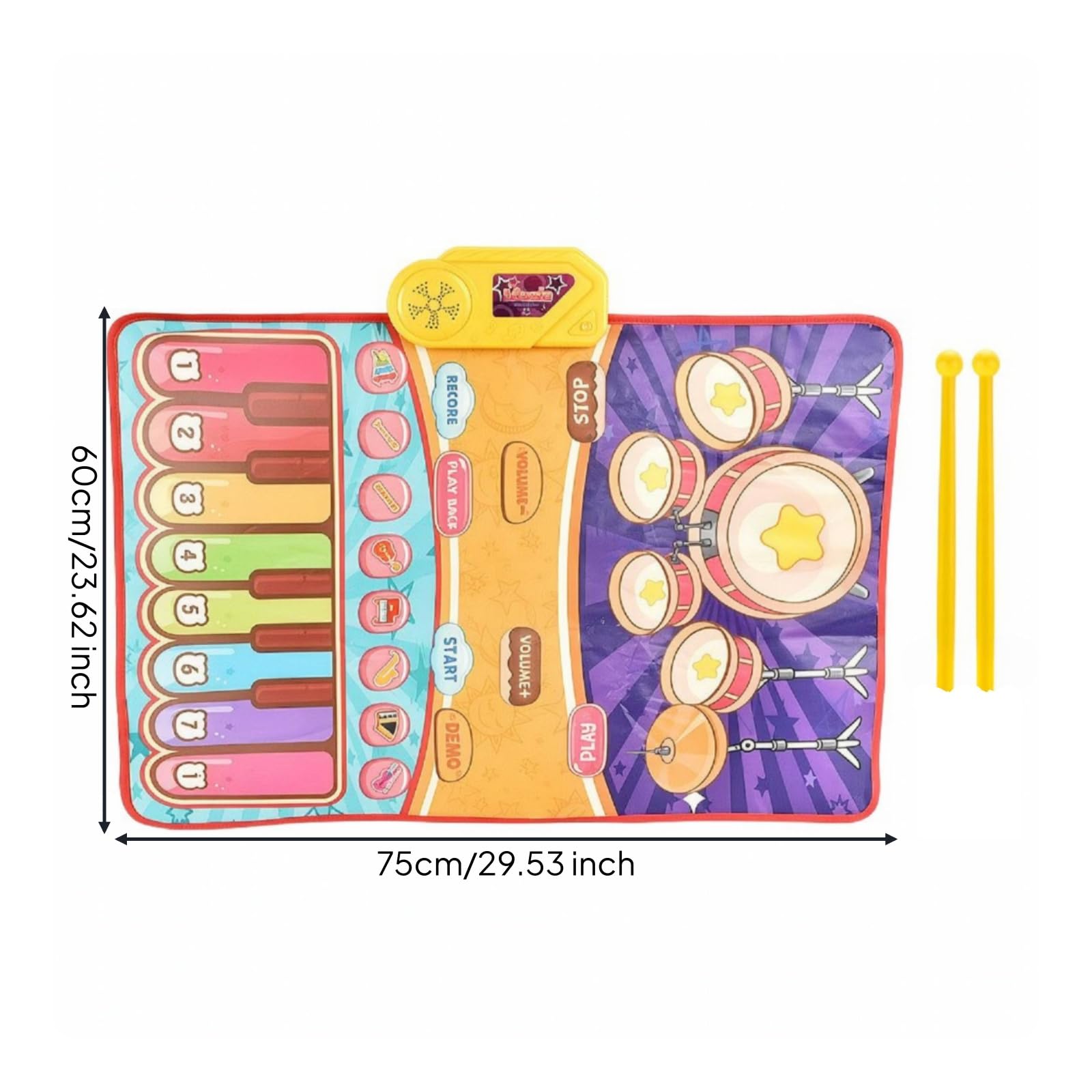 Amagogo Tappeto con Batteria Morbido | Educativo, Tappeto Batteria e, Multifunzionale, per Cameretta, Casa, Bambini,