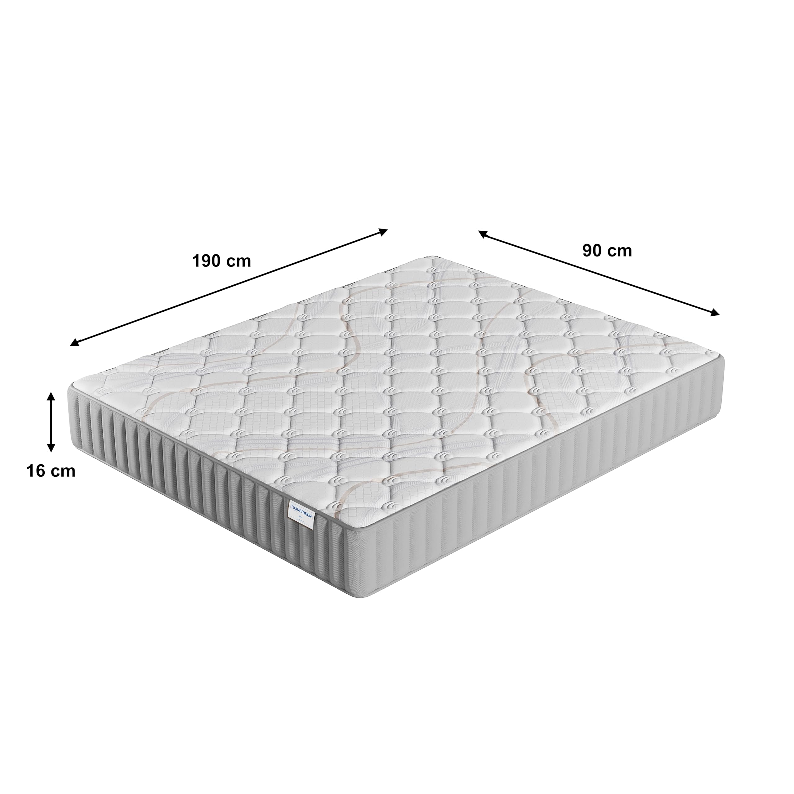 NOVEMBER Colchón Sirius 90 x 190 cm – Grosor 16 cm – Látex Natural y Acolchado Confort 400 g/m² (Antipuntos de presión) – Soporte Tónico Firme y Envolvente.