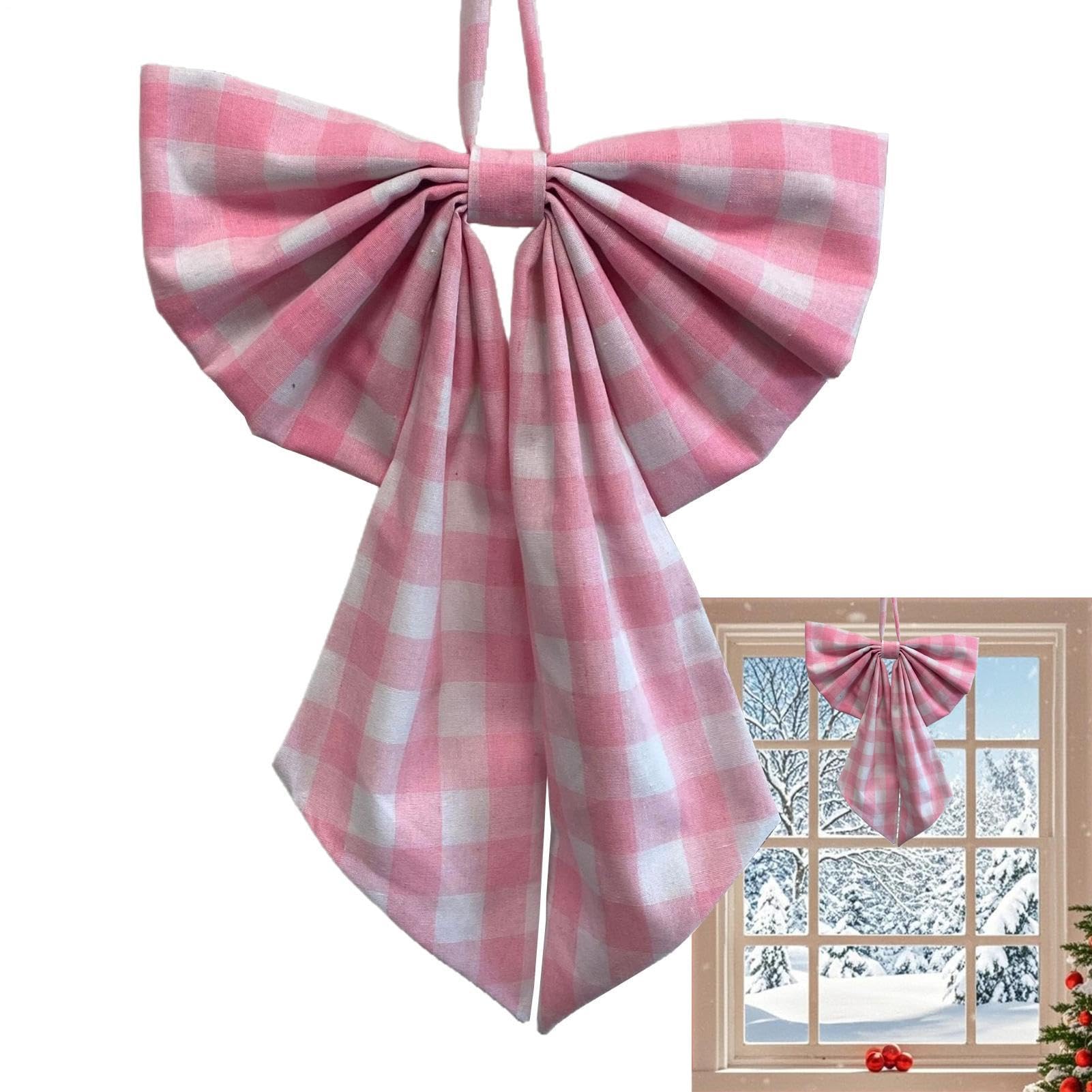 Arcos decorativos navideños y lazos grandes para adornar ventanas de casas en festivales