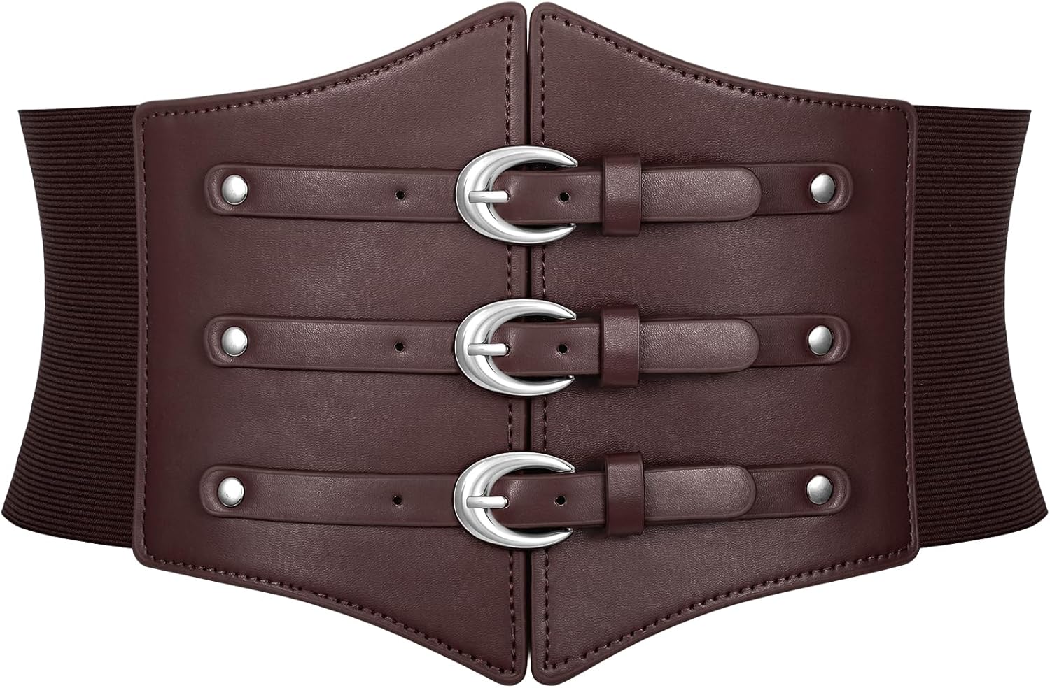 JKEEMI Women Corset Belt Wide Stretchy Waspie Elastic Waist Belt with Gold Buckle for Daily Cosplay Halloween Costume