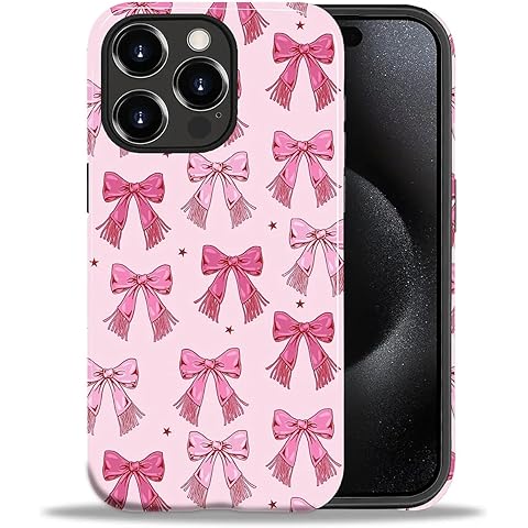Designed for iPhone 15 Pro Max Case - Dual Layer Cell Protective Case - Scratch-Resistant Shockproof Cover for iPhone 15 Pro Max - Western Pink Bow